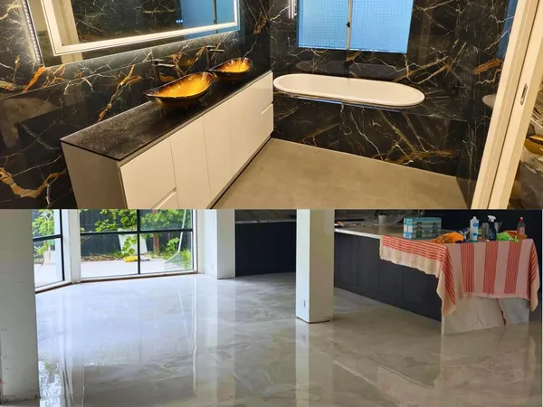 Black Marble And Glossy Floor